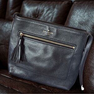 Kate Spade Black 💯 Cow Pebbled Leather Tassel Crossbody Bag